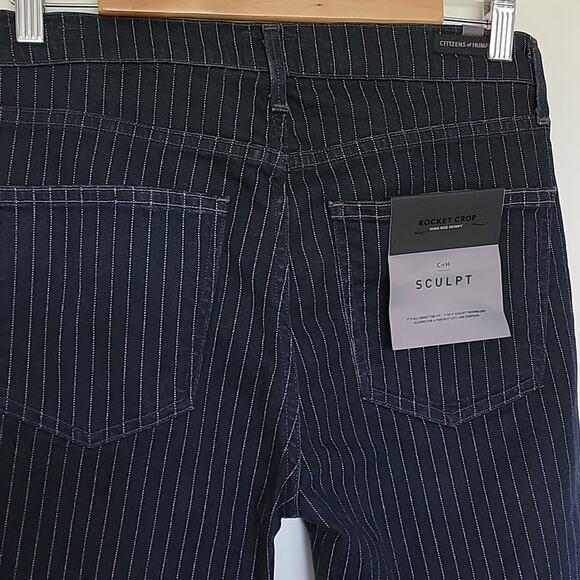 NWT Anthro Citizens of Humanity Rocket Crop Hi-Rise Skinny Jeans, Pinstripe, 29 - Picture 8 of 12